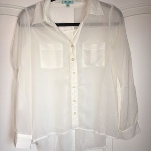 Sheer white button down blouse